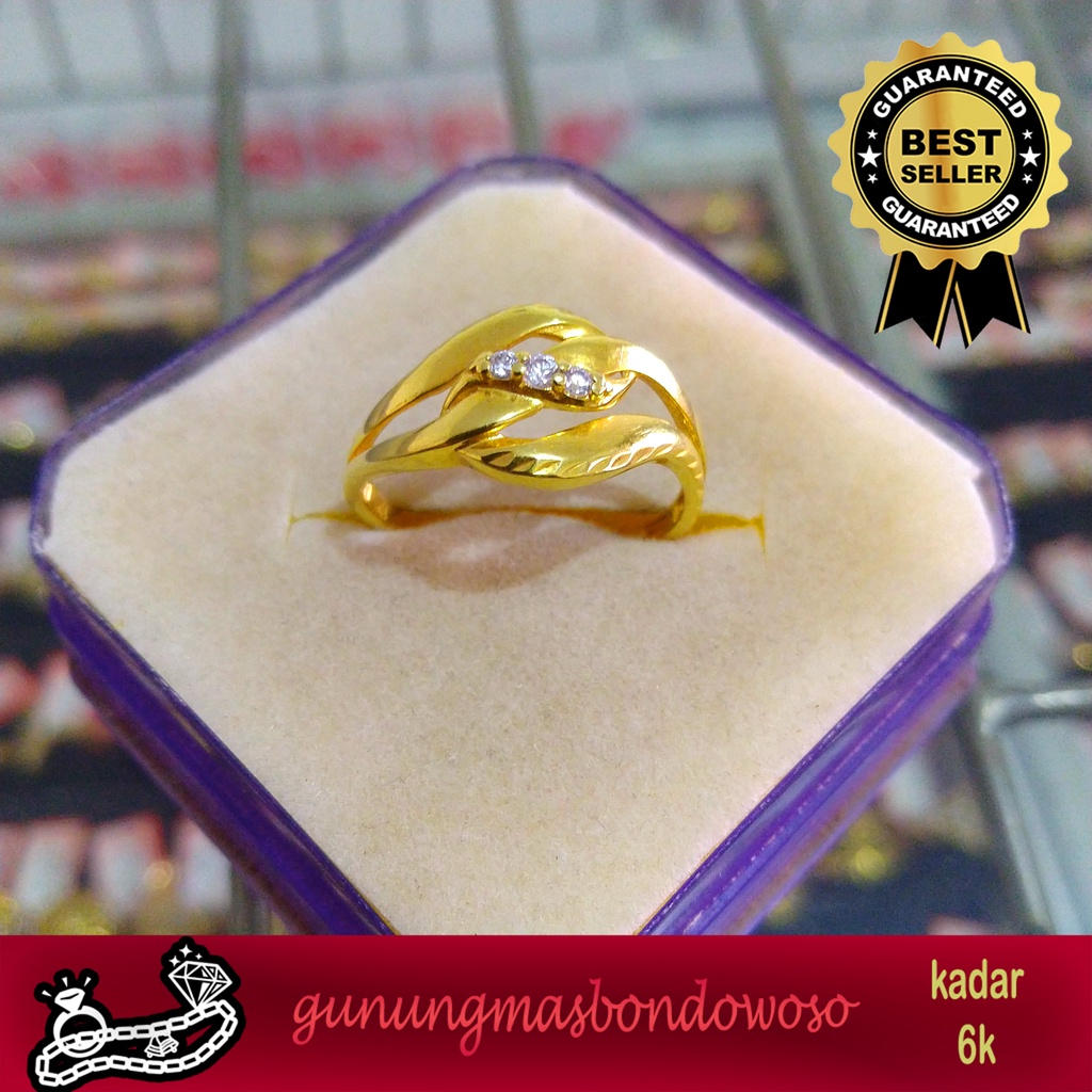 Cincin emas asli kadar 300% 6k berat 1.300gram size13