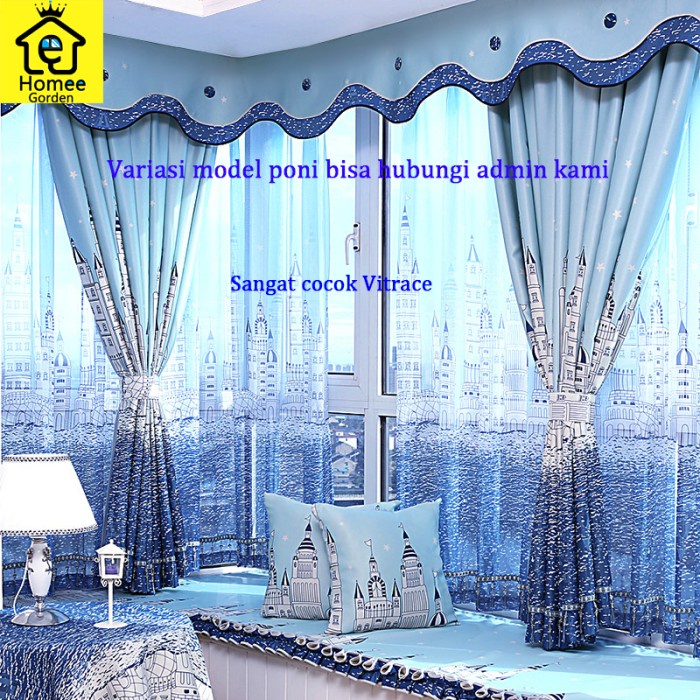 VITRASE GORDEN+SMOKERING PONI+VITRASE TIRAI+GORDEN KECIL+ANAK+BIRU