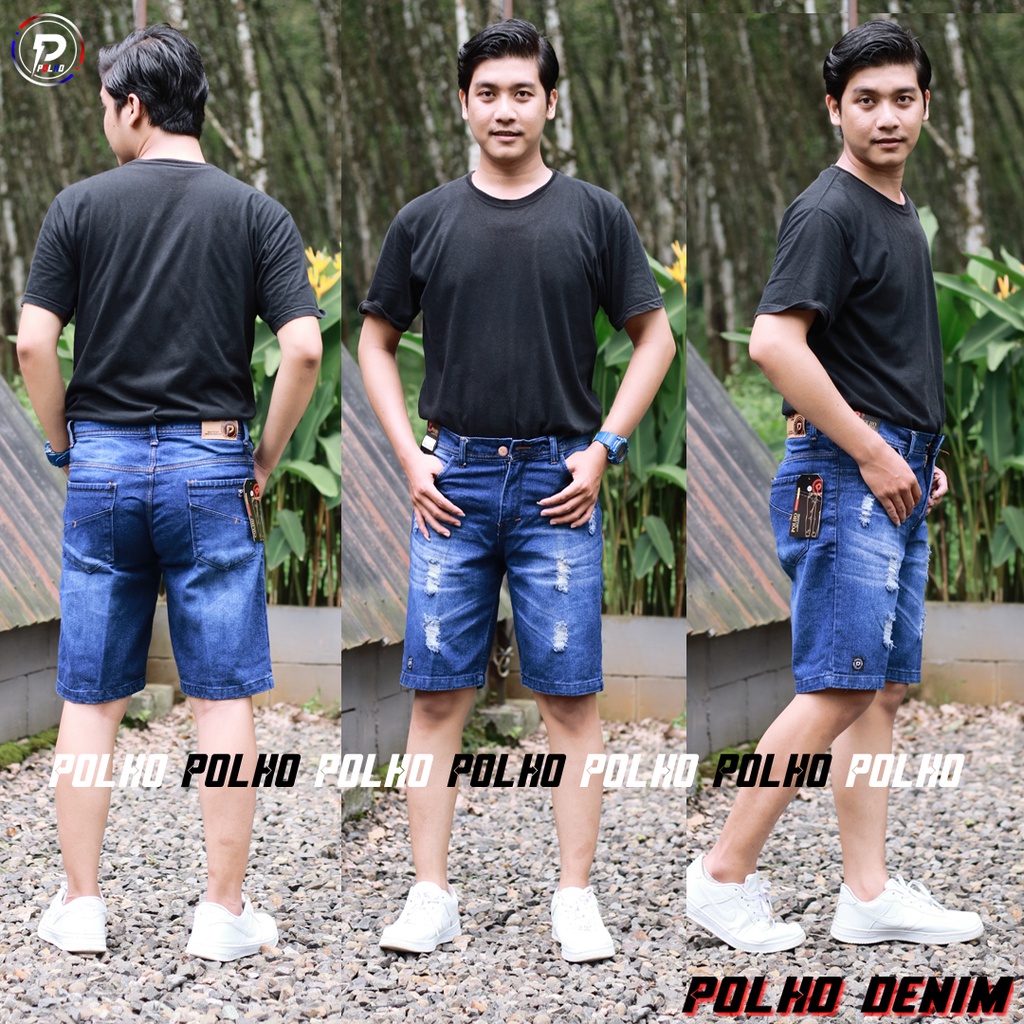 [Bisa COD]Celana Jeans Pendek Sobek Pria Wisker Jeans Pendek Ripped Robek Pria Premium Distro