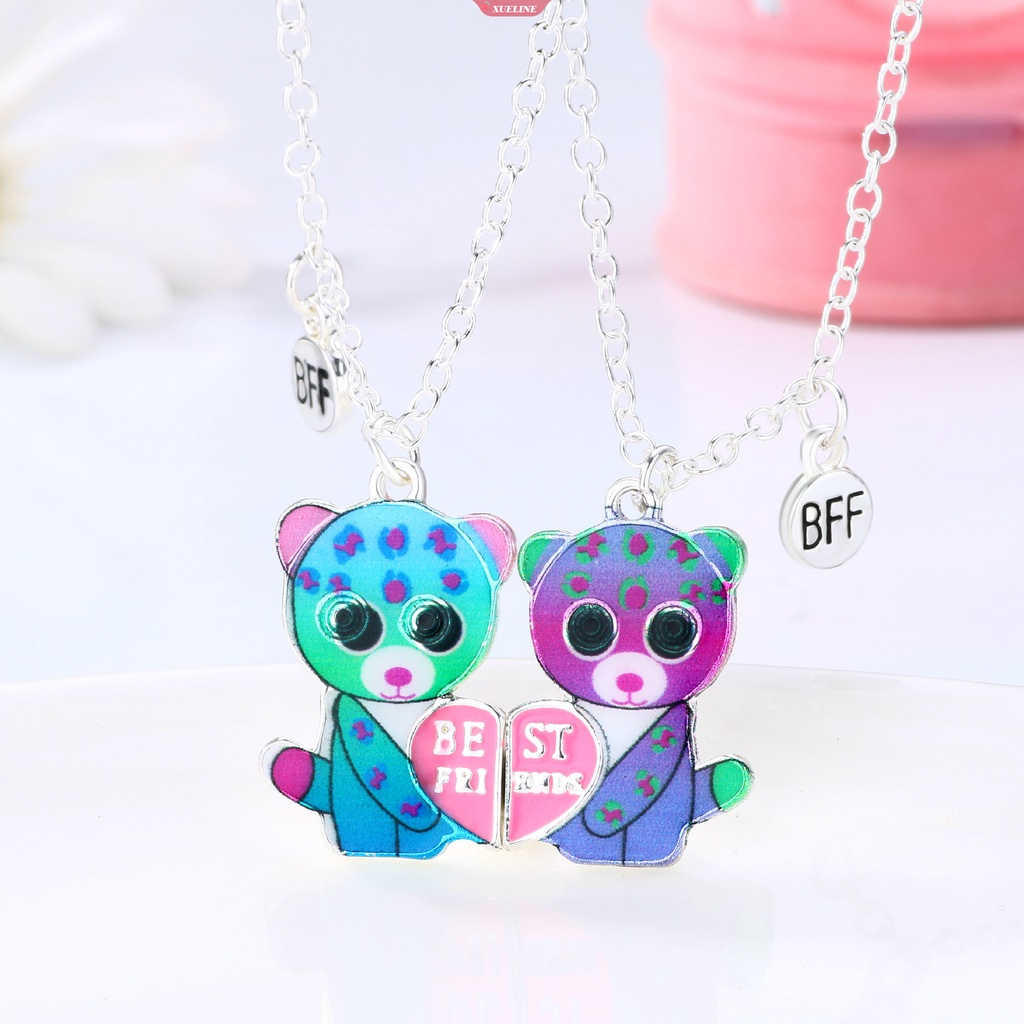 2022 BFF Huruf Beruang Liontin Kalung alloy Menetes Minyak Kartun Teman Baik Kalung Anak magnet Cinta Kalung Penjualan Panas [ZXL]