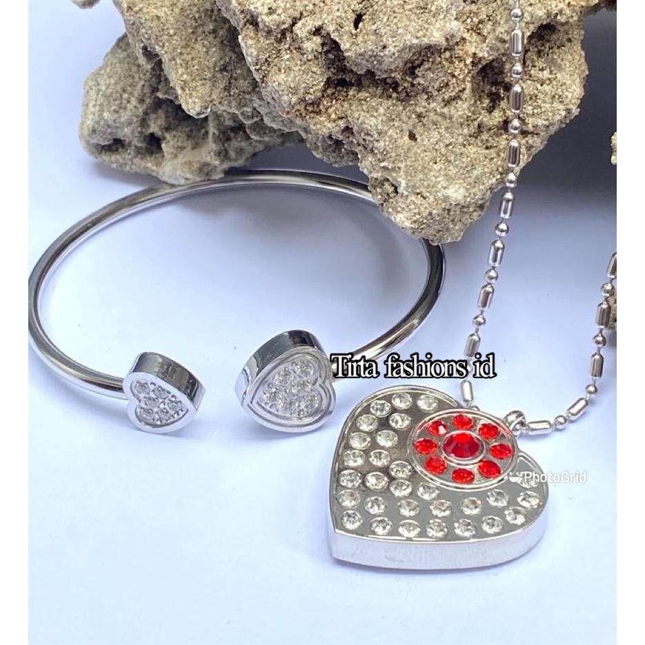 SET KALUNG DAN GELANG KESEHATAN QUANTUM LOVE PERMATA MERAH Bio Energy - Gelang + Kalung+ Box + Sertifikat Card Original - COD