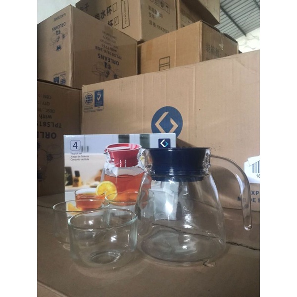 Teapot kimglass Murah / Teko set mini kimglass /pitcer set free BUBBLE