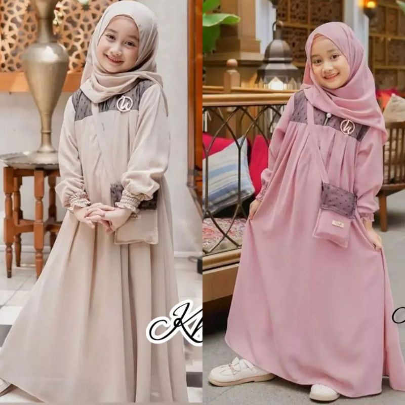 Kaskha BAJU MUSLIM ANAK PEREMPUAN CANTIK/GAMIS ANAK TANGGUNG/PAKAIAN ANAK PEREMPUAN/BAJU MUSLIM ANAKgamis anak terbaru