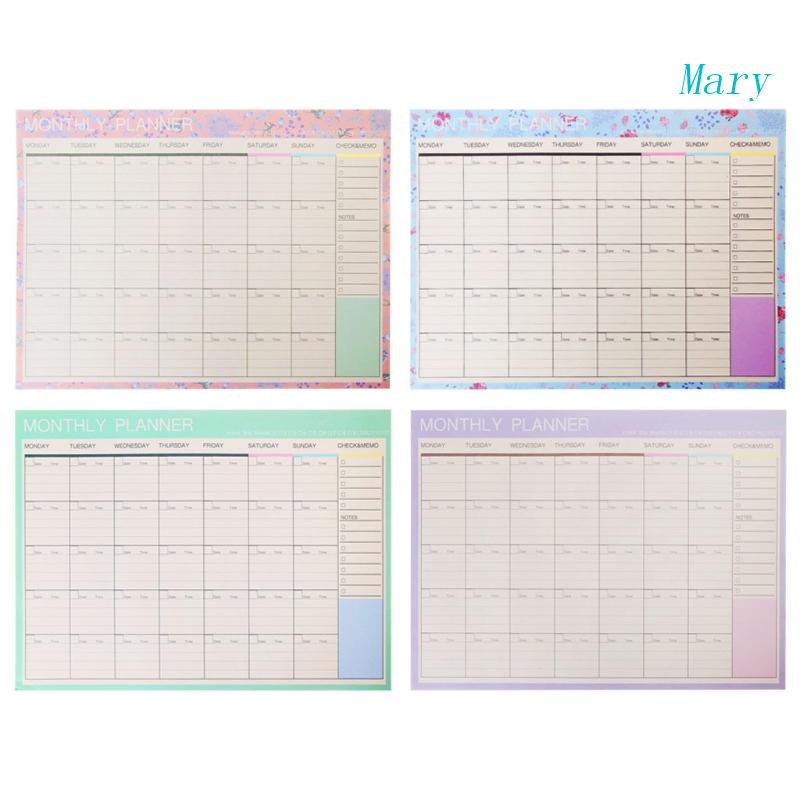 Mary Monthly Paper Pad 20lembar DIY Planner Meja Agenda Hadiah Perlengkapan Kantor Sekolah