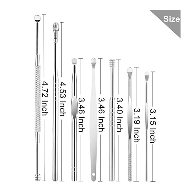 Ear Cleaning Tool 7 Pcs Stainless Stell Korek Kuping