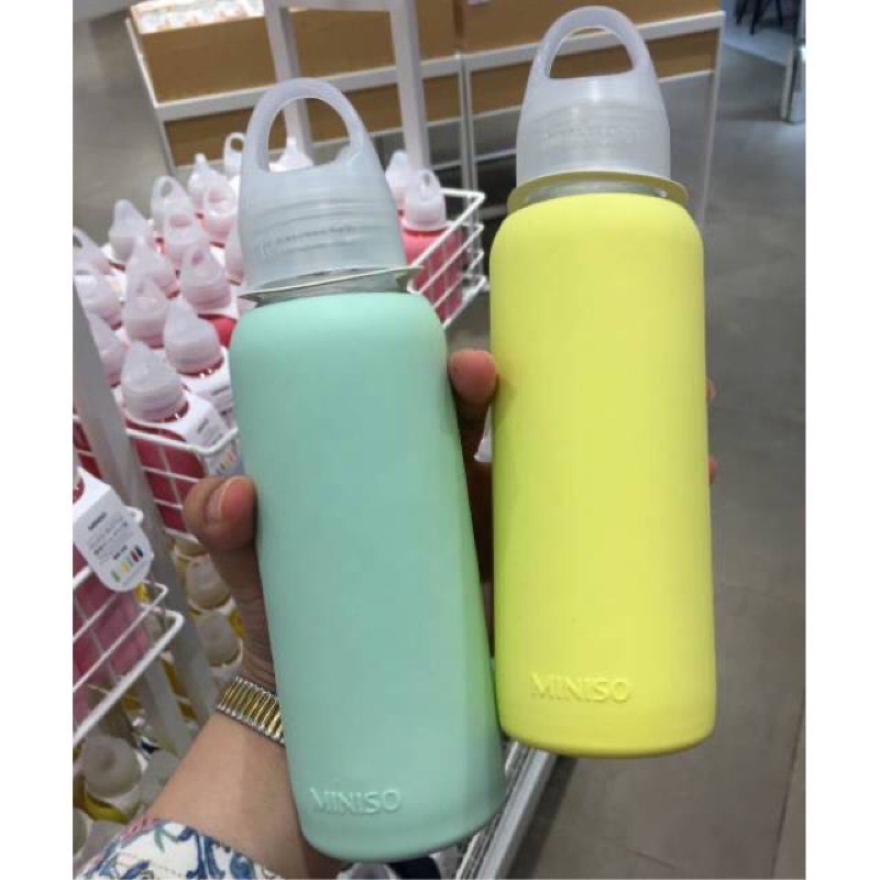 Miniso Glass Bottle With Silicone / Botol Kaca