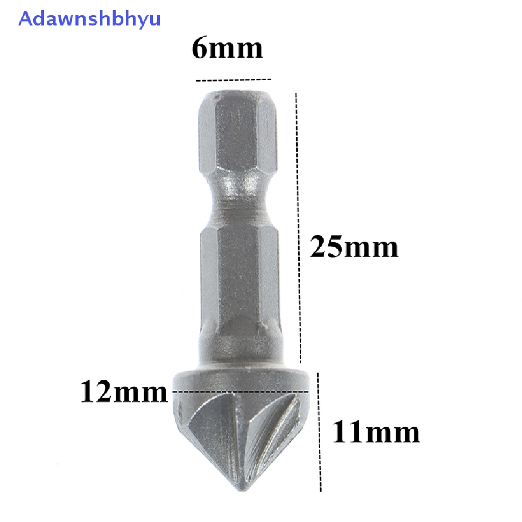 Adhyu 6giling Countersink Mata Bor Chamfer Cutg Woodworking Alat hexagon handle ID