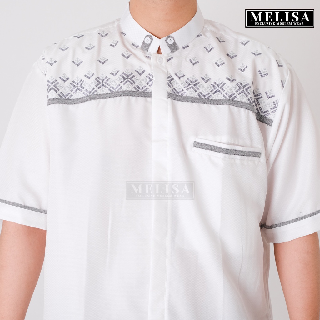 baju koko pria lengan pendek bahan poli katun warna putih tulang ukuran jumbo 2XL 3XL 4XL XXL XXXL XXXXL