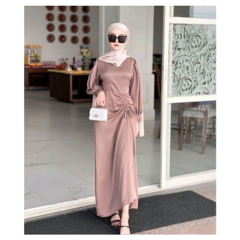 dress satin simpel / dress velvet simpel / dress kondangan satin velvet / dress kondangan kekinian /