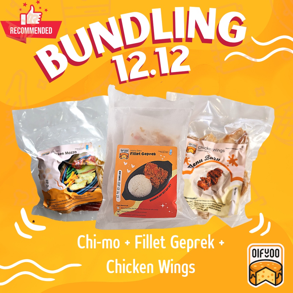 

BUNDLING 12.12 (1 Chi-mo,1 Fillet Geprek, 1 Chicken Wings )