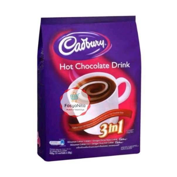 

Cadbury Hot Chocolate Drink 3in1 isi 15 sachet 450g