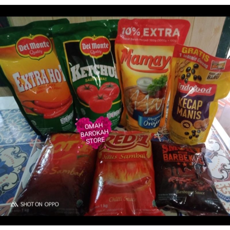 

DELMONTE EXTRA HOT/DELMONTE TOMAT/MAYONIES MAMAYO/HOT 1/RED 1/KECAP INDOFOOD/SMOKY BBQ