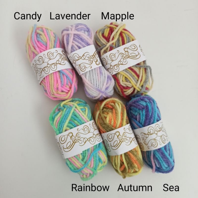 Benang Rajut Polyester Sembur Knitting Thread Wool Mix Color