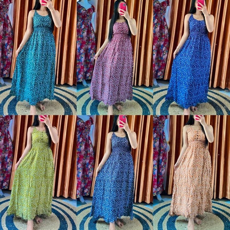 Daster panjang yukensi tali kancing dada pinggang kerut rok rempel / daster Arumi kemuning