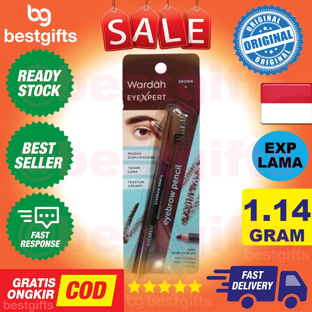 WARDAH EYEXPERT EYEBROW PENCIL BROWN MERAPIHKAN ALIS HASIL NATURAL 1.14 GRAM