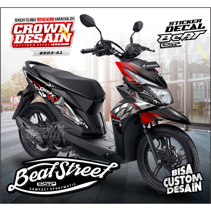 Decal beat street 2017 2018 2019 Shark Fullbody - stiker dekal beat street esp maxdecal hologram - k