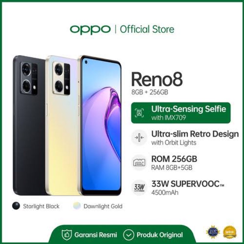 OPPO RENO 8 reno 8 5G ram 8 internal 256 Garansi Resmi Oppo