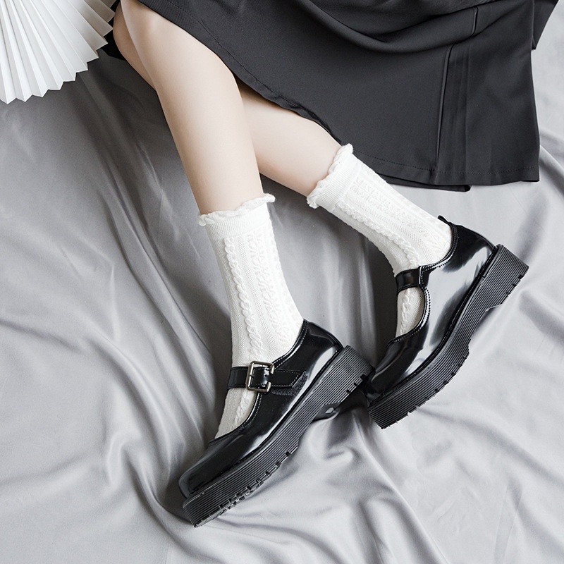 【COD】Pendek Kaos Kaki Renda Lucu Tinggi Gaya JK Lucu Dengan Renda Putih Dan Ruffles Wanita Kaos Kaki Stoking Stoking Sederhana Wanita Ultra Tipis Bernapas-FA