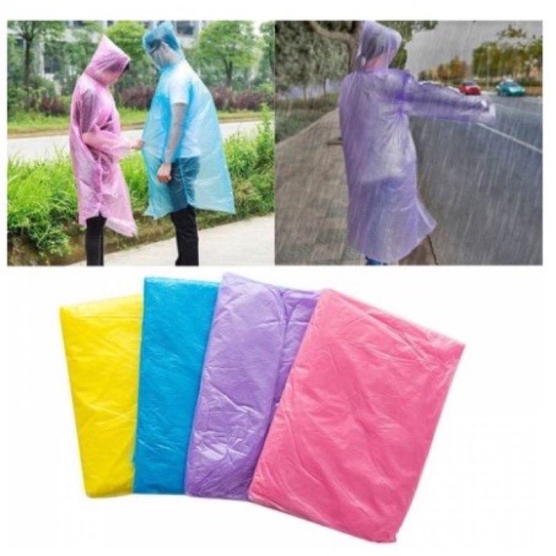 JAS HUJAN PLASTIK SEKALI PAKAI / JAS HUJAN PONCHO DISPOSABLE EMERGENCY RAINCOAT