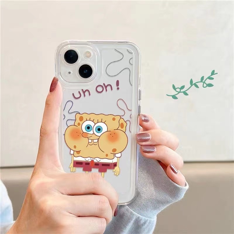 IPHONE Casing Cantoon Lucu Lembut Transparan Casing Ponsel Kompatibel Untuk Iphone14 13 12 11 Pro XS Max X XR 78 6 6S Plus Shockproof Casing TPU Cover