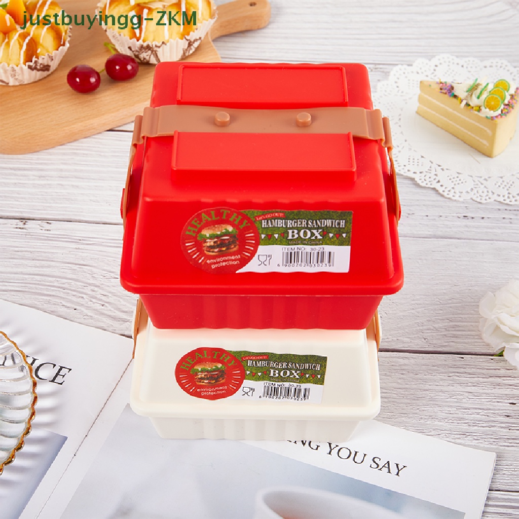 [justbuyingg] 1pc 12CM Reusable Burger Picnic Storage Box Dengan Tutup Anti Bocor Kotak Penyimpanan [RICO]