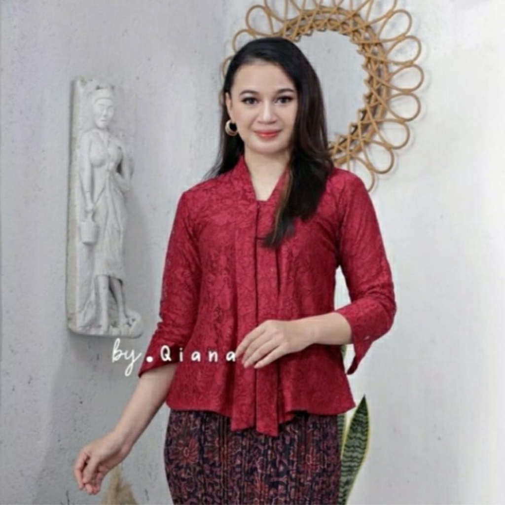 TERMURAH Atasan kebaya floy brukat premium warna MARON atasan kebaya wisuda atasan kebaya kondangan 