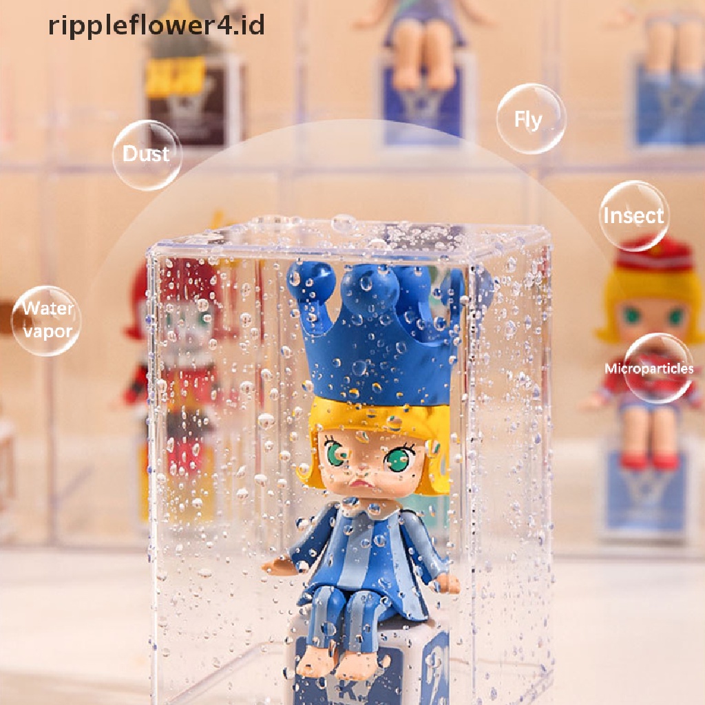 {rippleflower4.id} Stackable Acrylic Mystery Box Storage Display Frame Single Transparan Kotak Boneka Display Stand Case Dust Proof Mainan Koleksi Artcrafts Boxes~