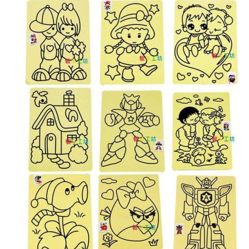 Mainan Anak Lukis Pasir DIY Gambar Stiker Kertas Sticker Sand Mewarnai Edukasi Kreatif