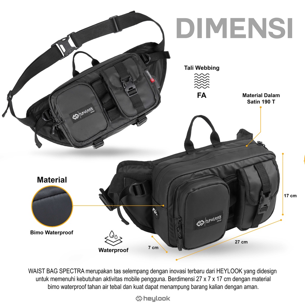 HEYLOOK Project - Tas Selempang Pria Waist Bag SPECTRA Pria Slingbag Waterproof Heylook