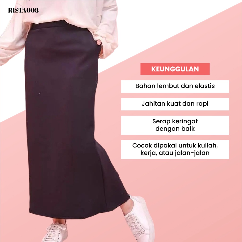 Rok Span Scuba Skirt Panjang High Waist Pakaian Kantor Wanita Kekinian Terlaris Termurah