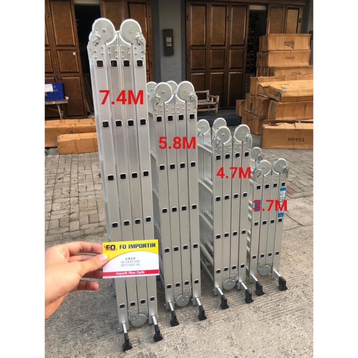 Tangga Multipurpose 3.7 Meter Tangga Lipat Tangga Alumunium AMG