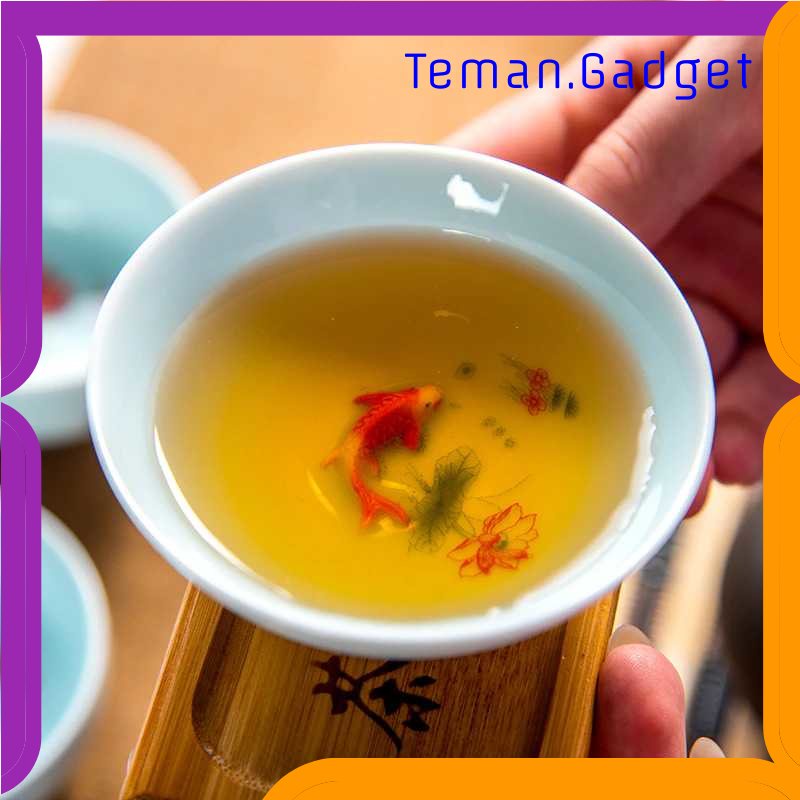 TG - DPR JUSEN Cangkir Teh Keramik Chinese Celadon Fish Teacup 33ml - D042