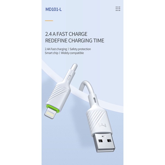 Kabel Data Charger Foomee MD101-L Iphone Lightning Fast Charging 2,4A