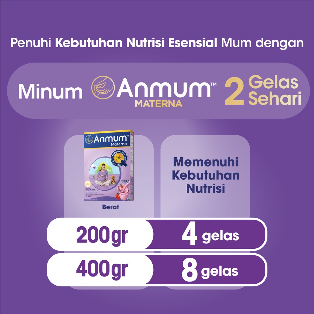 Anmum Materna Susu Nutrisi Ibu Hamil Strawberry White Choco 200g