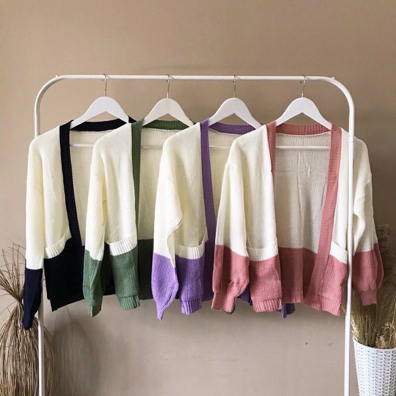 Cardi Rajut Sweater Cardigan Wanita Outer 2 Warna Crop