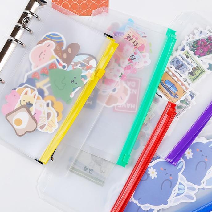 

Kantong Serbaguna Pouch Zipper Ziplock Warna Warni A5 A6 Binder 6 Ring