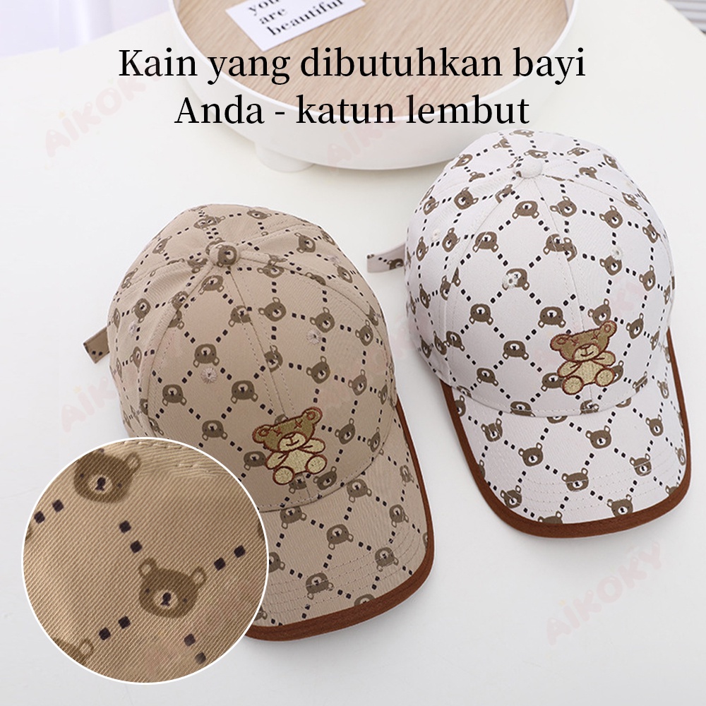 Aikoky Topi Baseball Anak/Topi Bisbol/Topi Nelayan Anak Gaya Beruang Lucu