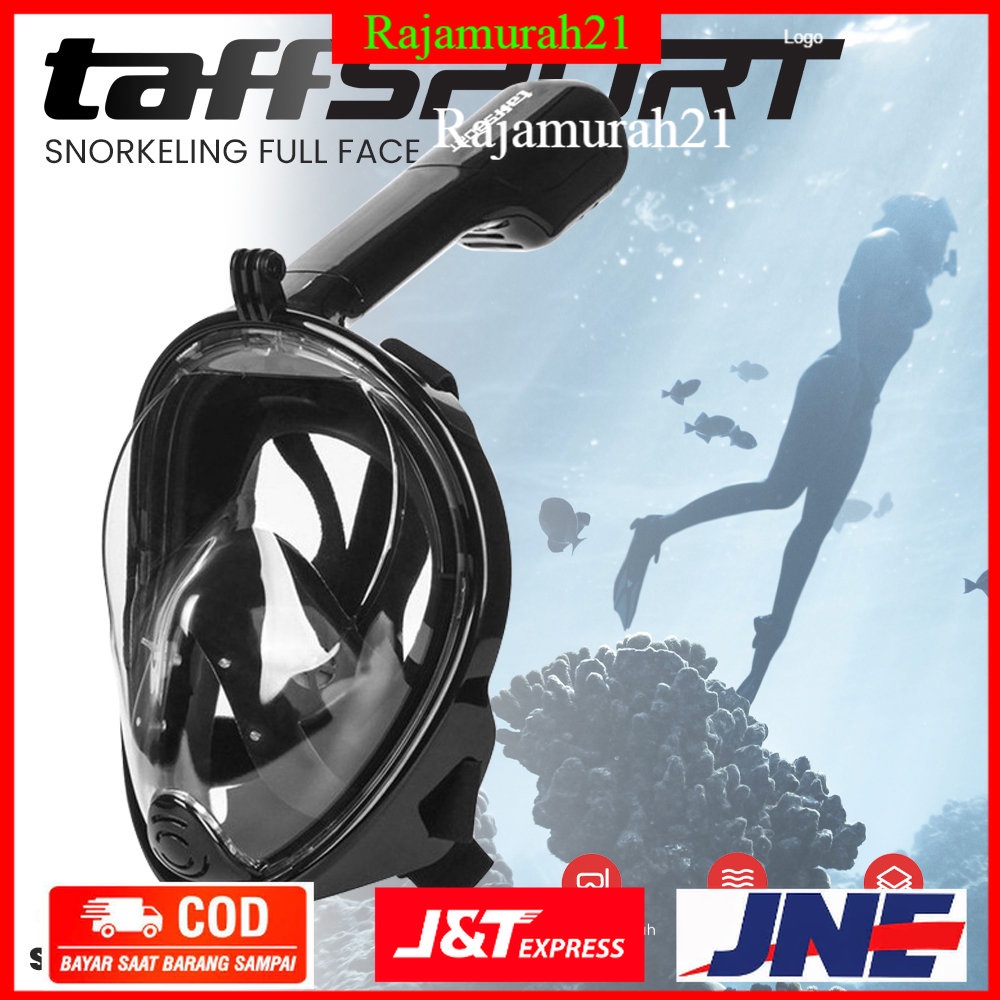 TaffSPORT Snorkeling Full Face Size L/XL untuk Xiaomi Gopro - M2068G - Black - OMCS9PBK