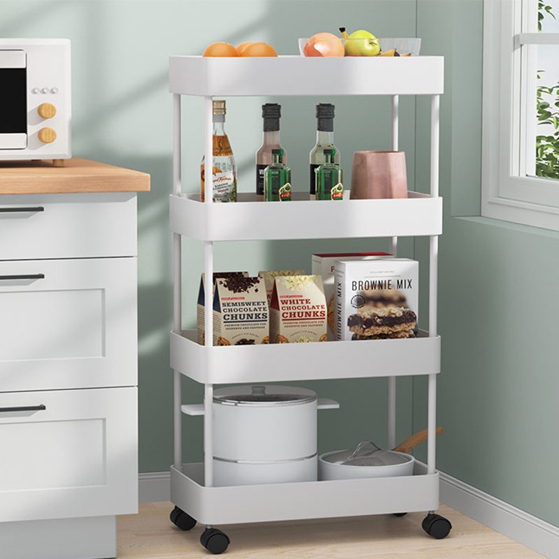 Troli 4 susun dengan roda troli salon rak troli kamar mandi troli wadah jajan rak snack