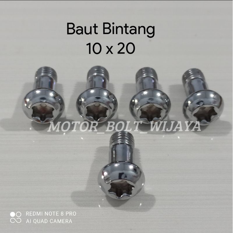 Baut Bintang M10 x 20 Baut 14 Isi 5 Pcs