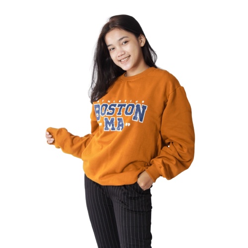 KALILA - BOSTON Sweater Crewneck Fleece Dewasa / Sweater Motif Tulisan