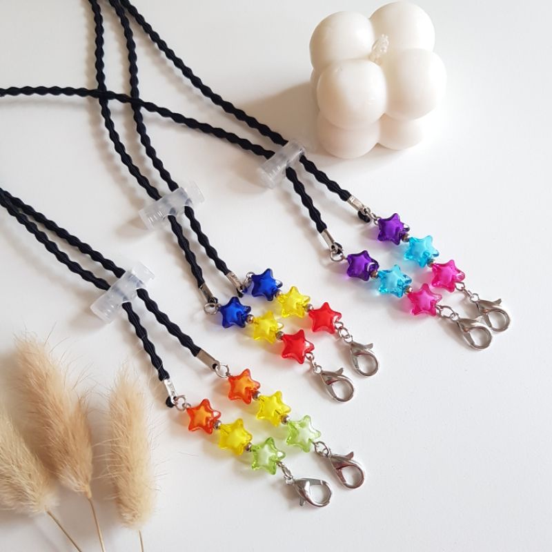 STRAP MASKER HIJAB  2 IN 1 STAR  / KALUNG MASKER / TALI MASKER / LANYARD MASK STOPER 2IN1