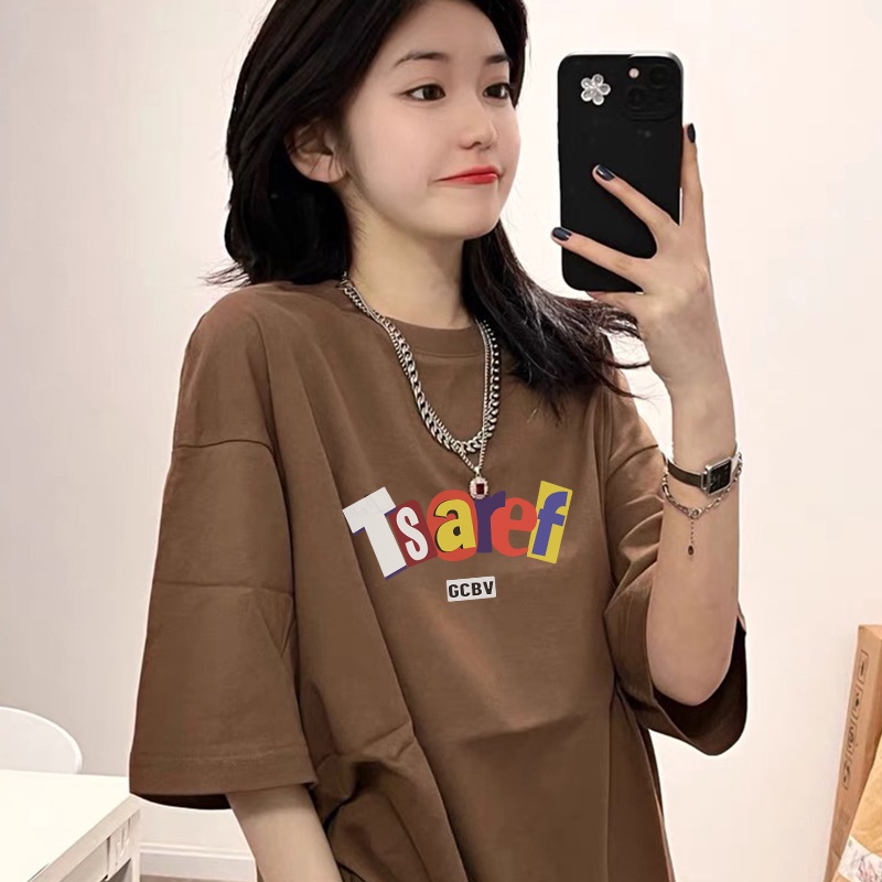 kaos oversize wanita import vintage lettering graphic print T-shirt basic lengan pendek kekinian kaos couple