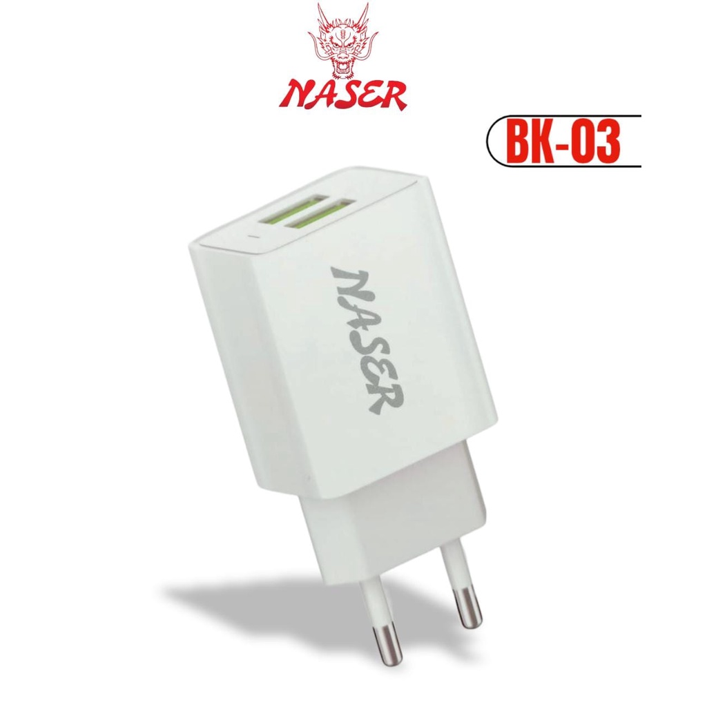 BATOK NASER BK-03 2USB/KEPALA CHARGER/KEPALA BATOK 2USB/BATOK CASAN