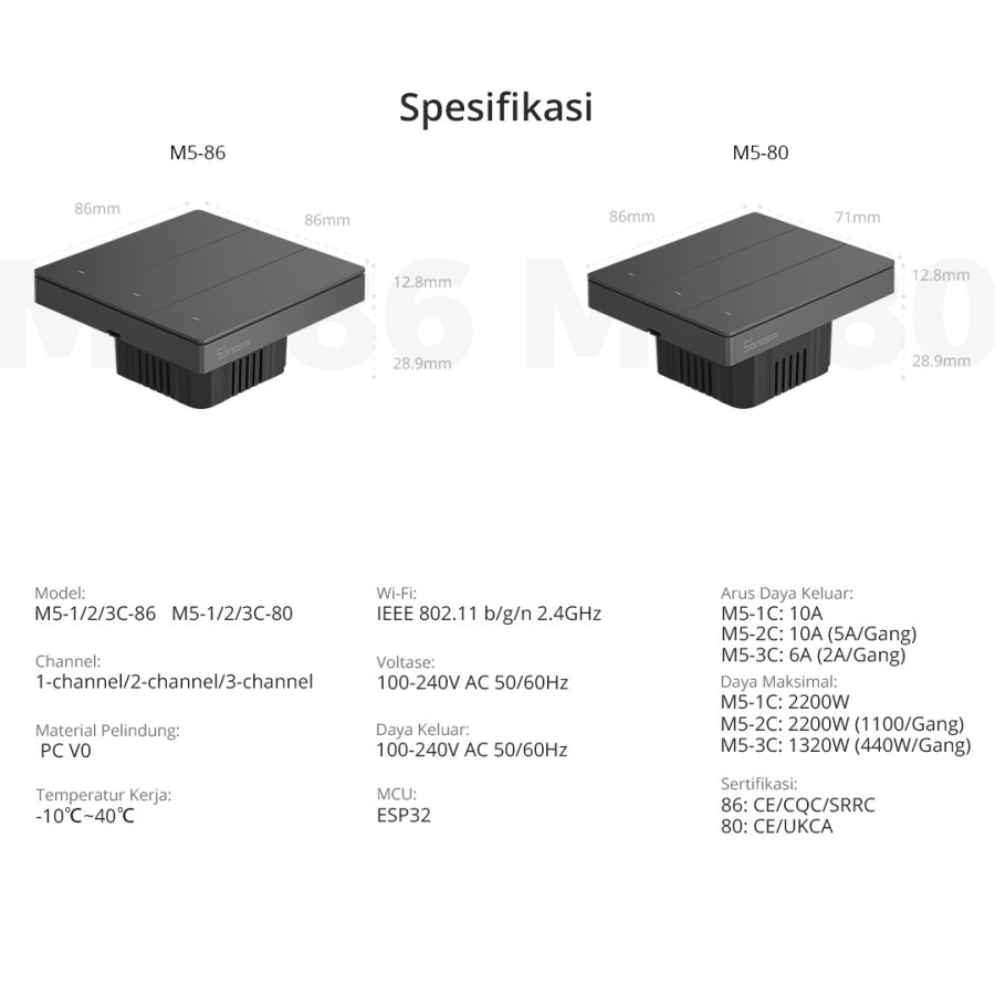 Sonoff Smart Wall Switch M51C86 saklar wireless smart home IOT