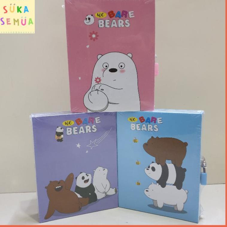 

[U-B2B] ✔] Buku Diary WBB WE BARE BEARS BEAR dalam box + gembok // Note Book Notebook Buku Catatan Harian Hardbox Tebal Dengan Kunci Gembok Murah Lucu Imut Bagus Karakter Icon MIniso - warna pink biru ungu - COD ( Bandung )-