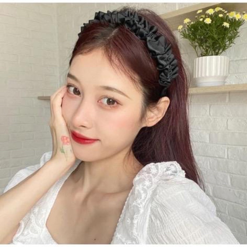 bando ruffle rosepetal / bando scrunchie / bando nagita / bandana korea / bando kerut