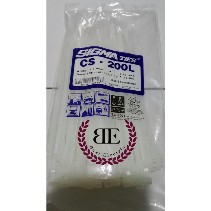

STOK TERBATAS Kabel Ties / Kabel Tis / Cable Tie CS 200 L PUTIH 20 cm SIGMA CS200L Code 2946