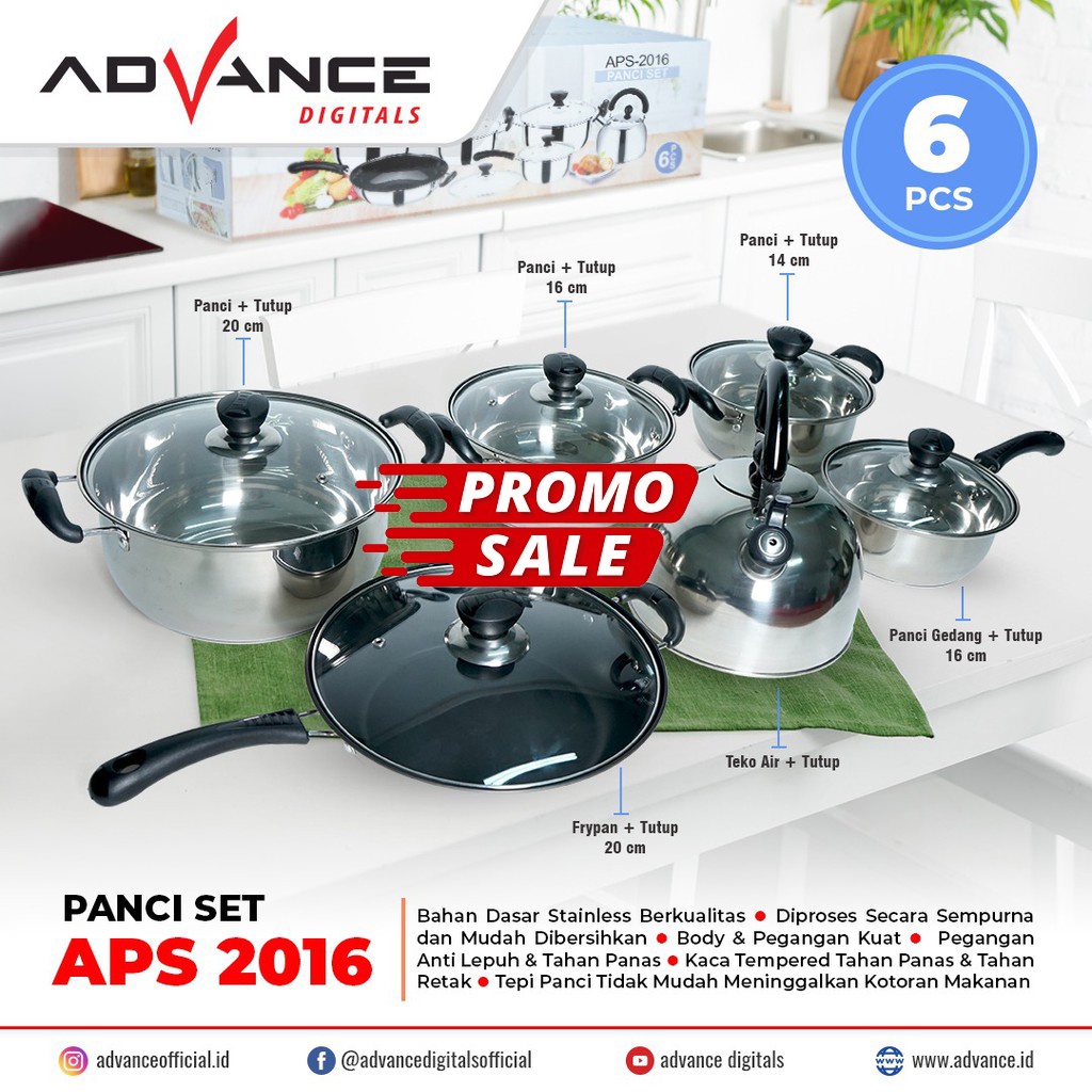Panci Set Advance 6 Pcs APS 2016 Original Garansi 100%