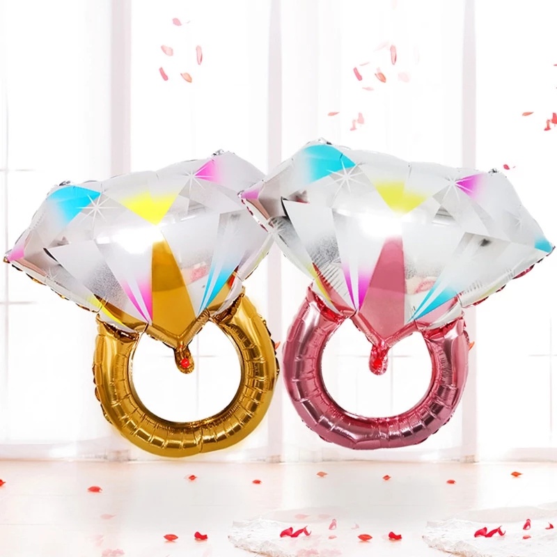 Balon Aluminium Foil Bentuk Cincin Berlian/Balon Cincin Berlian Hias Pesta Valentine Pernikahan